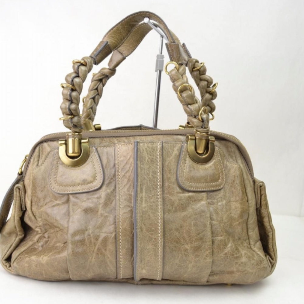 Auth Chloe Heloise Satchel Purse Hobo Bag Dustbag